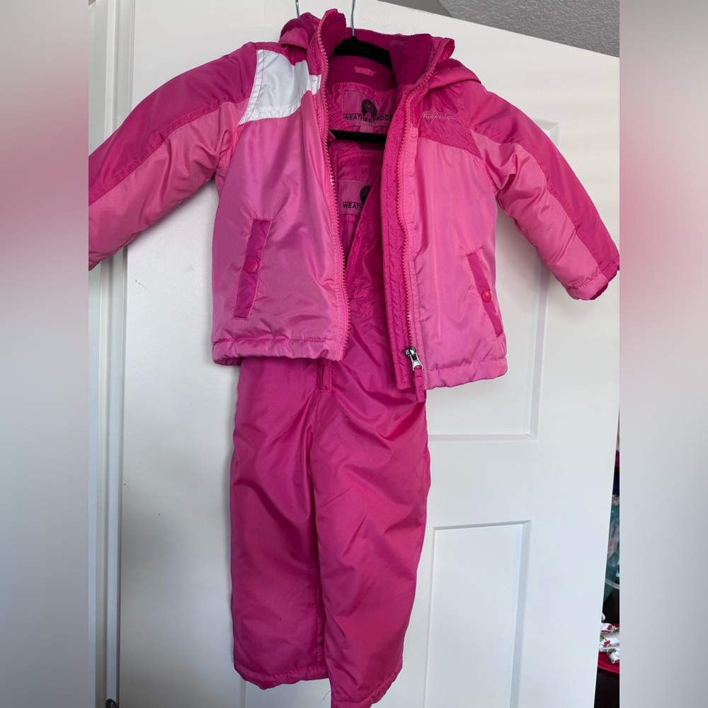 18M hot pink Snowbibs and matching coat